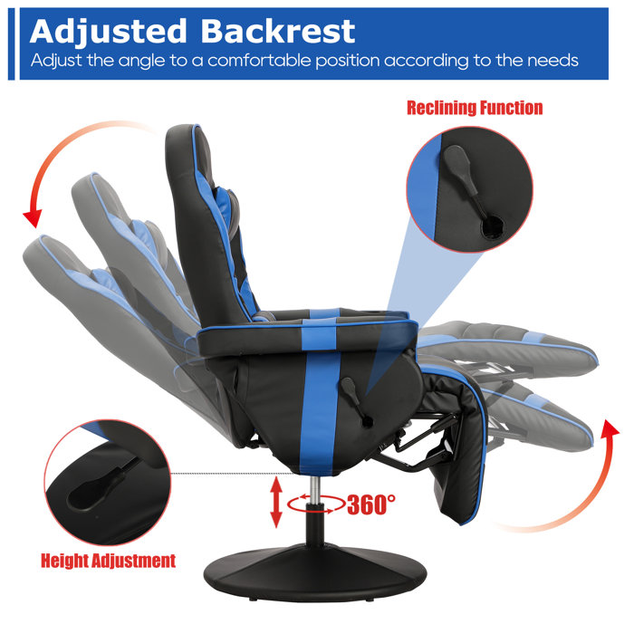 The Twillery Co.® Herrington Gaming Chair with Recline, Massage, and